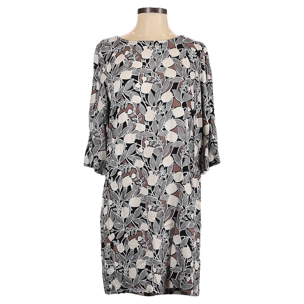 Anthropologie Ella Moss Tulip Floral Neutral Lightweight Shift Dress Size M